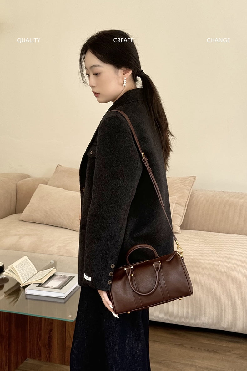 Women’s Genuine Leather Satchel Handbag, Top Handle Crossbody Purse