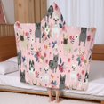 thumbnail image 5 of French Bulldog Dog Pattern with Pioneer Flower Hooded Bath Towel，60"x35" for Ages 3 To 12 Kids, Quick Dry Lightweight Soft Microfiber Hood Beach Towel Cover Up for Kids, 5 of 7