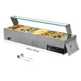 thumbnail image 1 of VEVOR Commercial Food Warmer, 1500W Electric Stainless Steel Steam Food Warmer with Glass Cover, 6 x 1/3 Size Pans Buffet Bain Marie with Soup & Perforated Ladles, for Catering, Restaurant & Party, 1 of 9