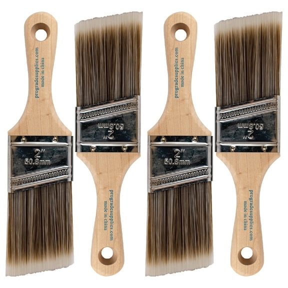 Vermeer Paint Brushes - 4-Pack - 2" Angle Sash Brushes for All Latex and Oil Paints & Stains