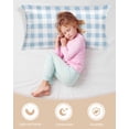thumbnail image 3 of Blue Checkered Satin Pillowcase for Hair and Skin with Zipper, Soft Breathable Cooling Silk Pillow Cases, Blue White Buffalo Plaid Throw Pillow Covers King Size 20"x40", 3 of 6