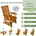 thumbnail image 3 of Fortune Candy 1 Person Wood Patio Glider with Cup Holders and Deep Contoured Seat, Heavy Duty 600 lbs, 3 of 6