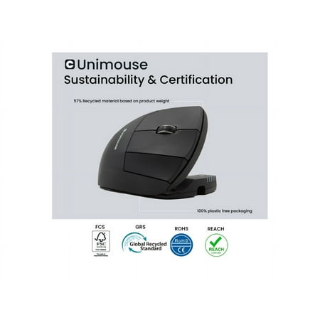 Contour Design - Unimouse Ergonomic Wired Mouse for Left-Handed - Black