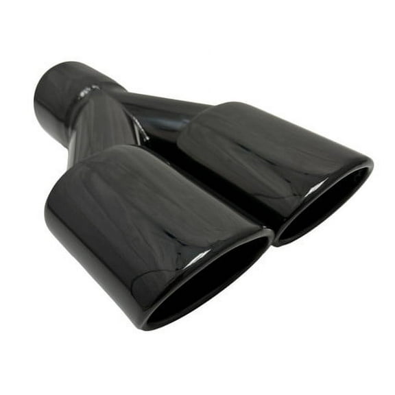 Exhaust Tip 2.25 Inlet Dual 3.00 Oval X 2.50 High Outlets 9.75 In WDOR30250975-225-SS-BC Resonated Black Chrome 304 Stainless Steel Wesdon Exhaust Tip