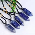 thumbnail image 3 of K-KED Natural Crystal Quartz Stone Pendulum Hexagonal Pendant Healing Reiki Necklace-Lapis Lazuli Quartz, 3 of 6