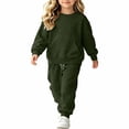 thumbnail image 5 of XAOFW Girl Outfits Long Sleeve Solid Color Sweatshirt Jogger Sweatpants Little Girls Fall Winter Cozy Clothes Sets 4-5 Years, 5 of 9