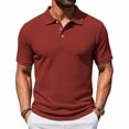 thumbnail image 2 of KLHDSF Men's Knit Polo Shirts Casual Short Sleeve Button Down Polo Shirt Classic Golf Shirts Wine XXXL, 2 of 7