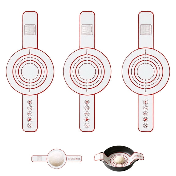 3Pcs Silicone Baking Mat Set, Sourdough Bread Sling Set, Round Non-Stick Silicone Mats for Dutch Ovens, Bread Mat & Bread Sling with Extra-Long Handle