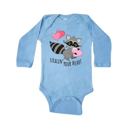 

Inktastic Stealin Your Heart Cute Raccoon Gift Baby Boy or Baby Girl Long Sleeve Bodysuit