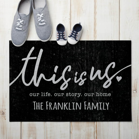 This Is Us Personalized Black Doormat