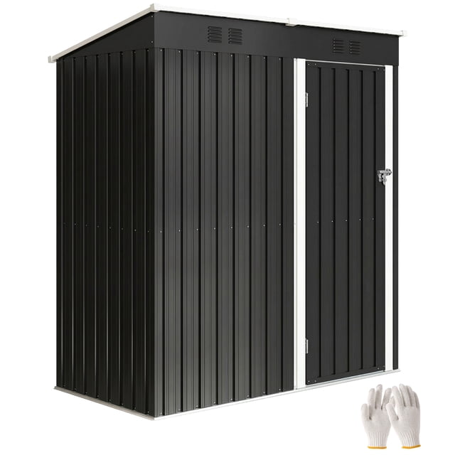 Outsunny Remise de Rangement Extérieure 5 x 3 Pi, Remise de Jardin Adossée en Métal, Gris