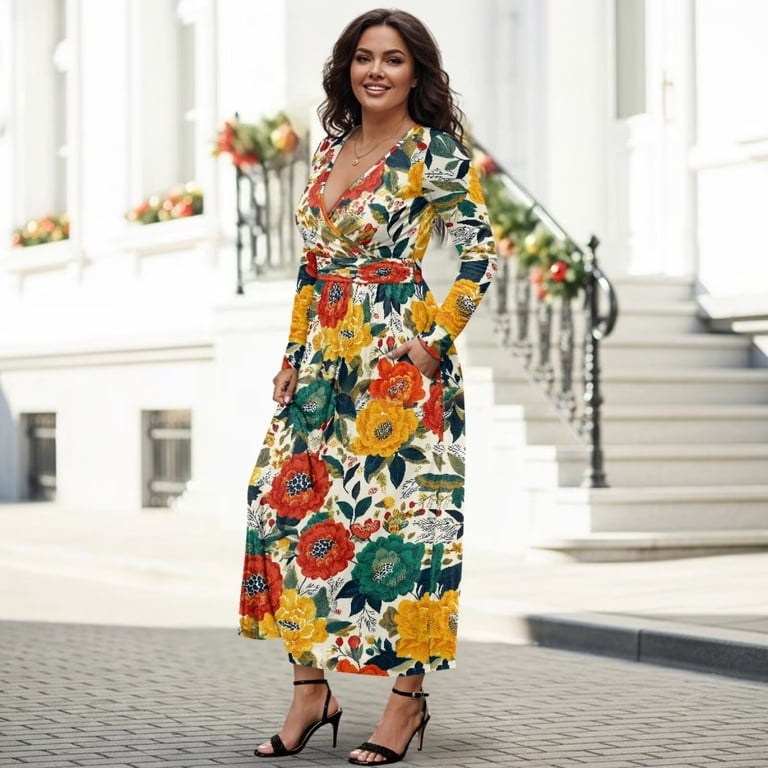 slim fit dress slacks PRETTYGARDEN Women's Boho Maxi Dresses Floral Short Sleeve V Neck A Li