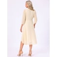 thumbnail image 4 of DARING DIVA Chiffon V-Neck Midi Cocktail Dress L Beige, 4 of 6