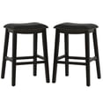 thumbnail image 3 of Poundex Furniture 29" Saddle Bar Stool in Black Faux Leather (Set of 2), 3 of 5