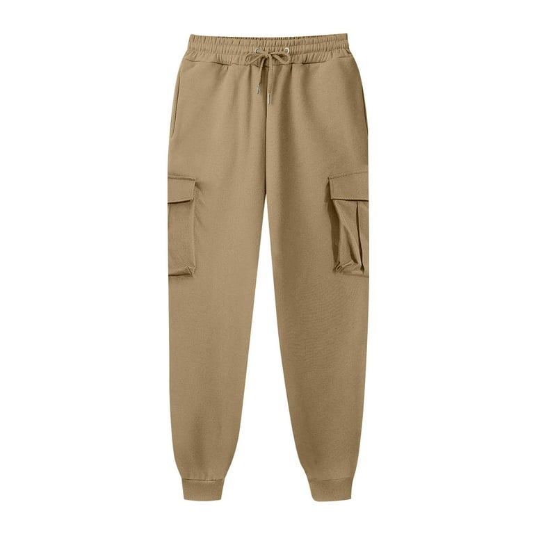 Byoimud Men's Casual Cargo Pants Savings Sweatpants for Men Workout, Exercise, Running Solid Color Lightweight Drawstring Elastic Waist Gift for Men