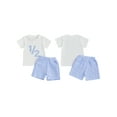 thumbnail image 2 of BemeyourBBs Baby Boy Half Birthday Outfit Letter Embroidery T-Shirt + Plaid Shorts, 2 of 9