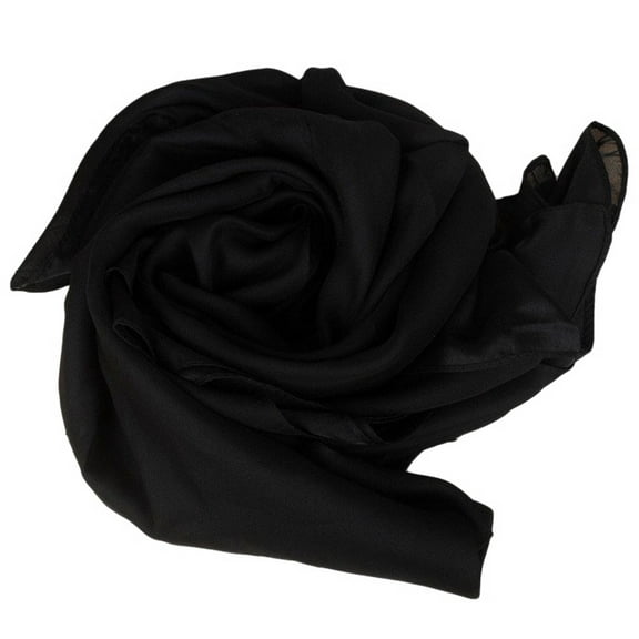 SWSMCLT Women's Scarf Warp Fashion Lightweight Thin Chiffon Pashmina Cape Fall Satin Soft Casual Cozy Holiday Black One Size