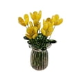 thumbnail image 2 of Miniature Glass Flower Bouquet Ornament, Handcrafted Decorative Glass Flowers in Ribbed Vase for Home Office Desk Shelf Decor, Unique Collectible Gift, 2.36 Inches Tall,B, 2 of 6
