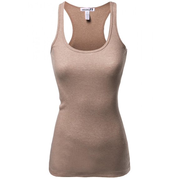 FashionOutfit Women's Basic Solid Ribbed Racerback Sleeveless Tank Tops
