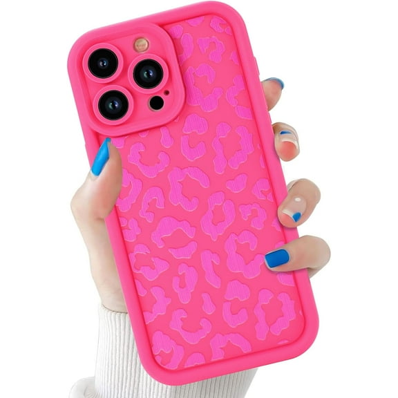 Compatible with iPhone 14 Pro Max Leopard Case, Hot Pink Cute Cheetah Print Pattern Women Girls Soft TPU Anti Scratch Protective Case for iPhone 14 Pro Max 6.7 Inch Leopard Case