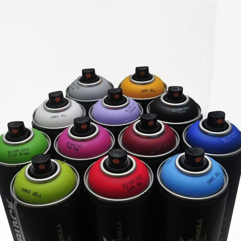 Montana Black 400ml Spray Paint, Graffiti Murals, Set of 12