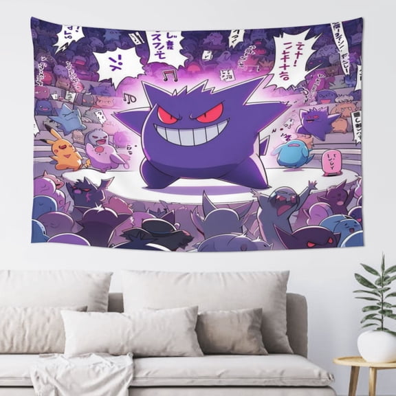 Gengar Tapestry Wall Hanging for Men Women Bedroom Tapestries Poster Blanket College Dorm Home Decor 60 X 40 Inches