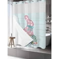 thumbnail image 3 of No Hook Shower Curtain with Snap-in Liner, Teal Easter Waterproof Fabric Bathroom Curtains, Spring Polka Dots Bunny Easter Eggs Wooden Bath Curtains & Mesh Top Window 66"x72", 3 of 9
