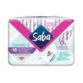thumbnail image 1 of Toallas femeninas Saba Sensiti-V ultradelgada nocturna con alas flujo súper abundante 18 pzas, 1 of 5