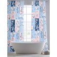 thumbnail image 6 of Pink Floral Blue Semi Sheer Curtains 84 Inch Length 2 Panels Set, Farmhouse Botanical Vintage Leaves Sheer Kitchen Curtain Privacy Voile Window Curtain for Living Room Bedroom Rod Pocket Drapes, 6 of 7