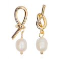 thumbnail image 5 of Pendientes de plata 925 con forma de aguja, minimalistas, de metal, asimétricos, estilo frío, perlas naturales de agua dulce, joyería de alta calidad para las orejas, 5 of 5
