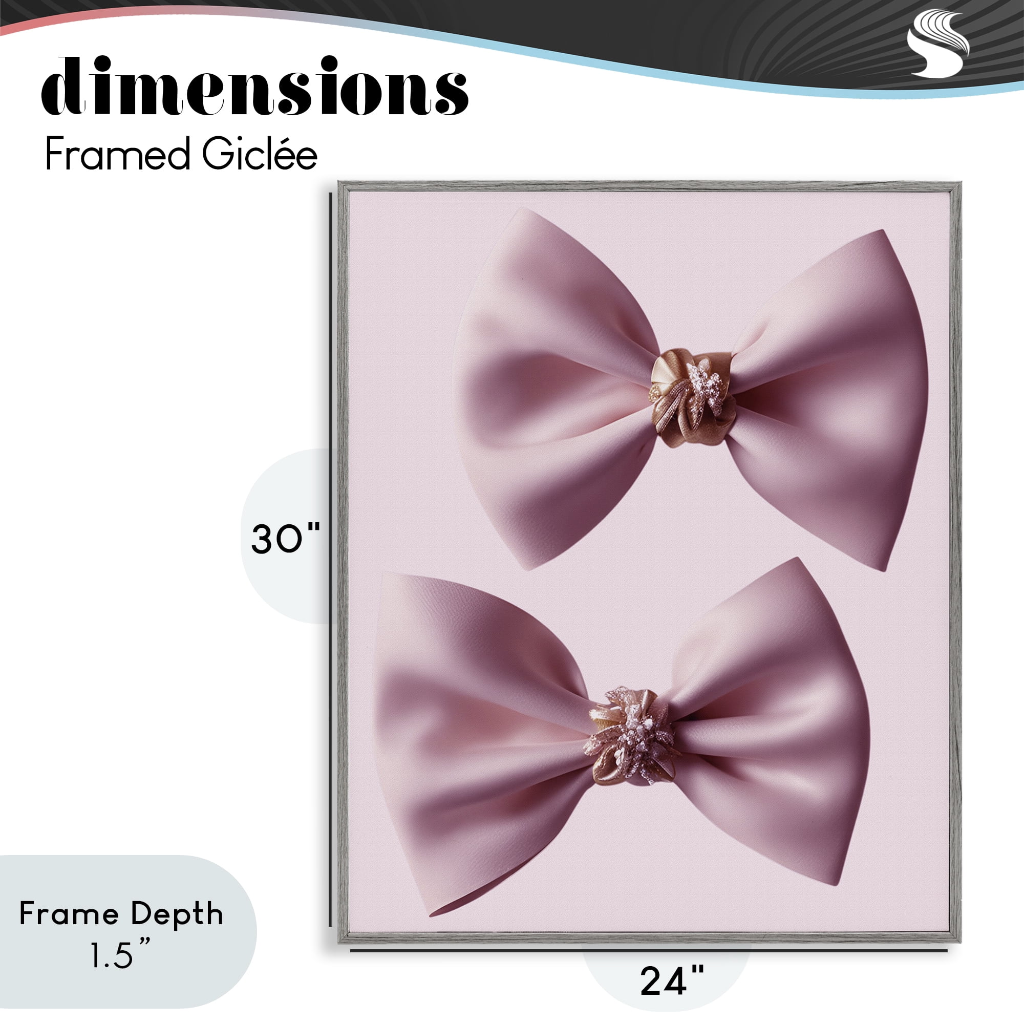 Stupell Industries Elegant Bows with Glam Details Gray Framed Giclee Art, design by Jesse Keith