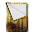 thumbnail image 2 of Fall Soft Flannel Fleece Blanket, Inspirational Early Morning View in the Woods with Rising Sun Idyllic Park Wilderness, Cozy Plush for Indoor and Outdoor Use, 50" x 60", Multicolor, by Ambesonne, 2 of 5