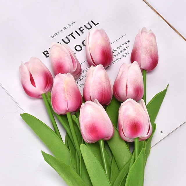 20 piezas de tulipanes artificiales de PU, arreglos de ramo de flores falsas de un solo tallo para decoración de bodas y fiestas en casa BANYUO Electrónica