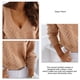 thumbnail image 5 of Suéter de punto para mujer, Top hueco, manga larga, cuello en V profundo, suelto, informal, mantiene el calor, Color puro, 5 of 6