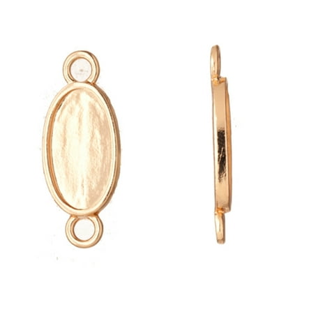 Long Oval Link - link findinGram/Connector, Antique-Gold Finished Long Oval Cabochon Setting 27.5x11mm With 9x16mm Mount