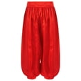 thumbnail image 4 of TiaoBug Girls Wide-Leg Bloomer Palazzo Pants Dancewear Belly Dance Bottoms Tribal Arabic Trousers Red 6, 4 of 7