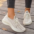 thumbnail image 4 of Women's Breathable Lace Up Running Shoes Lightweight Slip On Sneakers Comfortable Arch Support Non Slip Walking Shoes Beige Size 7.5, 4 of 8