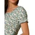 thumbnail image 5 of INSPIRE CHIC Women's Ruched Front Floral Print Short Sleeve Cropped Top XL Mint Green, 5 of 6