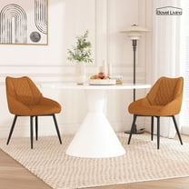 Modern Fabric Dining Chairs Set of 2, Upholstered Chairs with Backrest for Kitchen, Orange