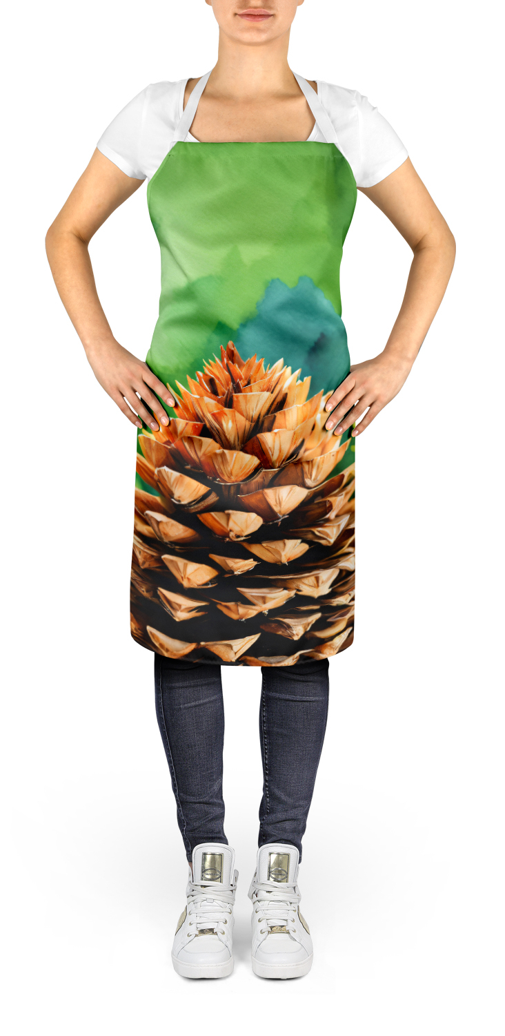 Maine White Pine Cone and Tassels in Watercolor Apron 27 in x 30 in