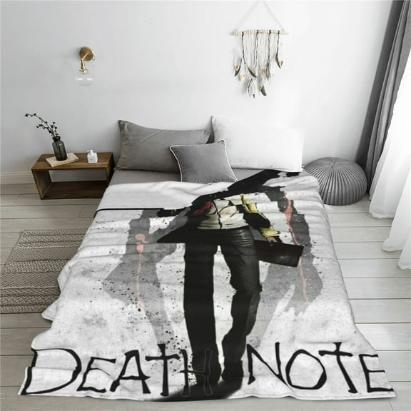 Death Note Cartoon Printing Throw Blanket, All Seasons Flannel Fleece Blanket, Soft & Warm Plush Blankets for Couch Sofa Bed Camping Travel, 40"x30"