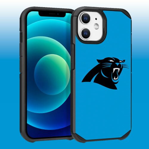 Apple iPhone 12 (6.1) - NFL Licensed Carolina Panthers Team Logo on Light Blue Textured Dual Layer Case