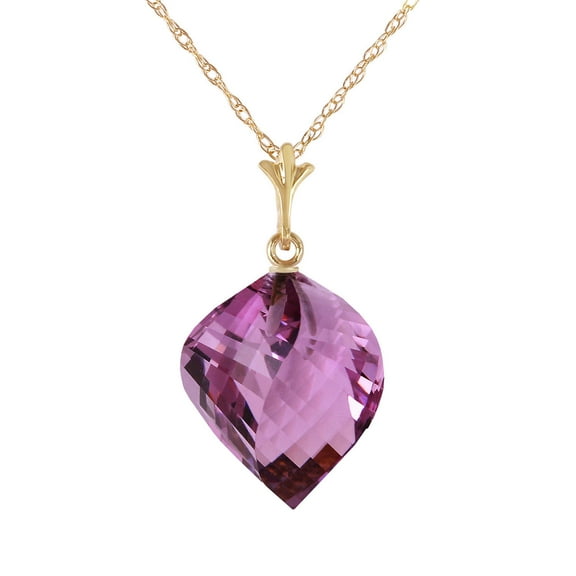 Galaxy Gold GG 14K Yellow Gold 10.75 Carat Amethyst Pendant Necklace - February Birthstone - Peace & Wisdom - 16" to 24" - Fine Jewelry for Women