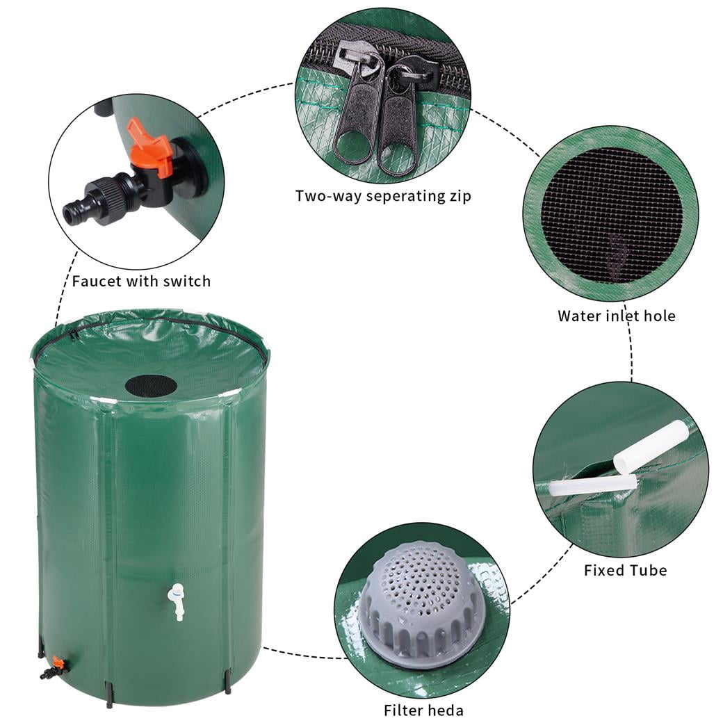 100-Gallon Eco-Friendly Foldable Green Rain Collector - Innovative Water Storage Solution for Outdoor Gardening Needs