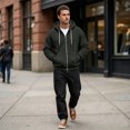 thumbnail image 5 of Resicozy Mens Zip Up Hoodies Long Sleeve Solid Color Hooded Sweatshirts Casual Fall Winter Track Jackets Black L, 5 of 7