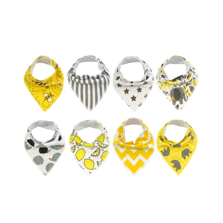 

Wrapables® Baby Bandana Drool Bibs Super Soft and Absorbent Bibs for Drooling and Teething (Set 8) Yellow & Gray