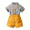 thumbnail image 4 of Sibling Matching Floral Print Peter Pan Collar Girl Dress Kids Short Sleeve Floral Dress Matching Boy Plaid Suspender Outfit Sets, 4 of 7