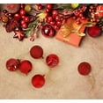 thumbnail image 6 of 34 PC Christmas 1.5" Ball Ornaments. 5 Assorted Style, Small Shatterproof Xmas Decorations for Christmas Tree, Home Holiday, Wedding Party. Tree Ornaments with Hooks Included. (Red), 6 of 7