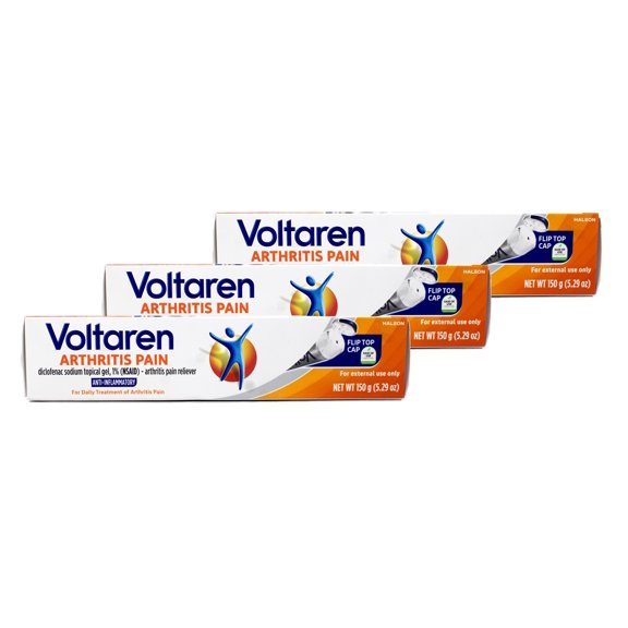Voltaren Diclofenac Sodium Topical Arthritis Pain Relief Gel Tube, 5.3 Oz, 3 Pack