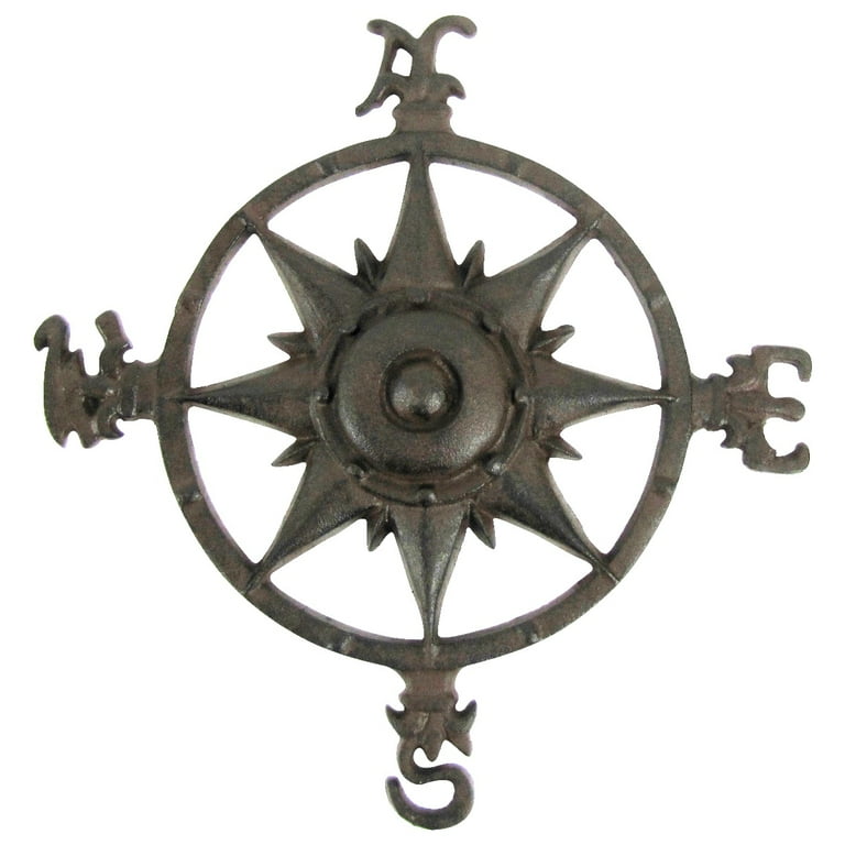 Rustic Cast Iron Rose Compass Nautical Wall Decor Rustic Cast Iron Rose Compass Nautical Wall Decor